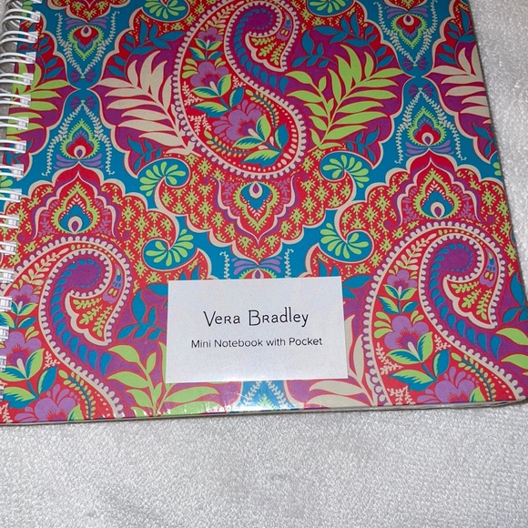New! Vera Bradley Mini Notebook W/Pocket Paisley in Paradise💙🧡160 pages🍃 - Picture 4 of 14